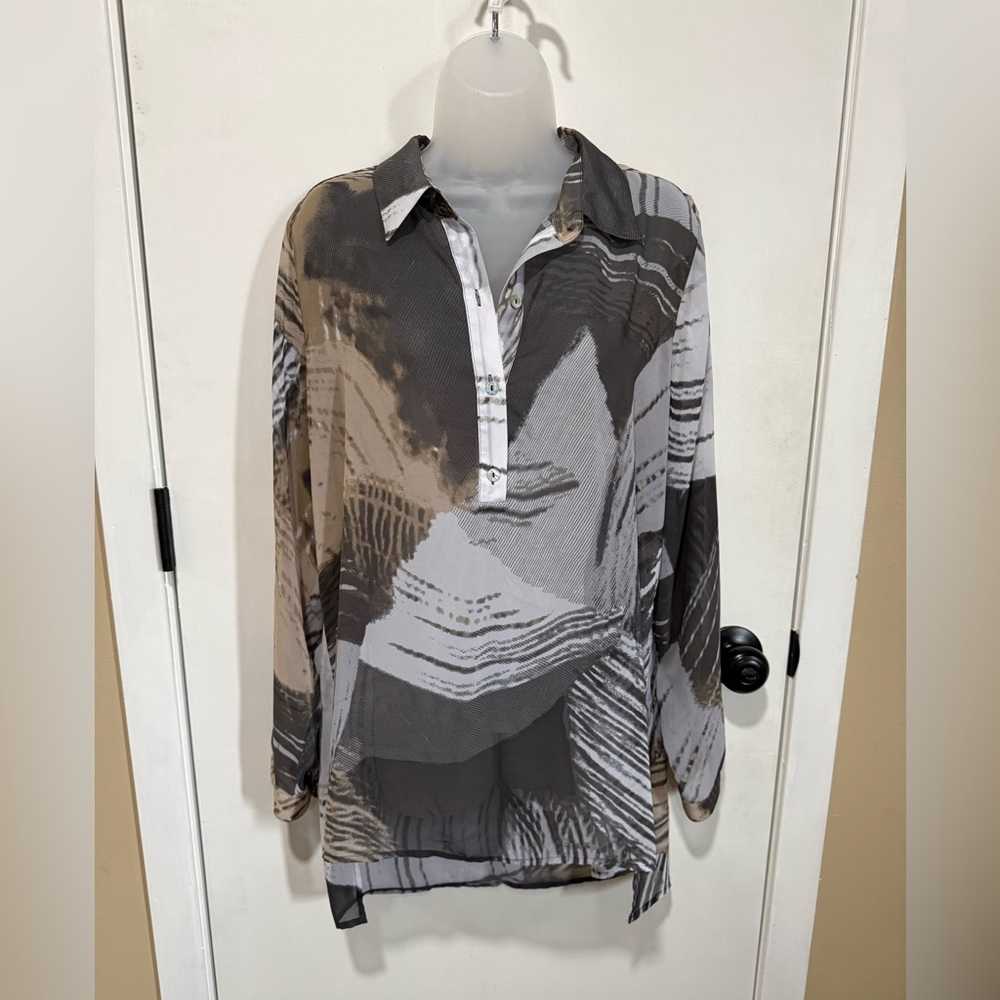 Susan Graver Gray and Brown Tunic Top-#1126